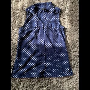 Notations blue polka dot button down vest